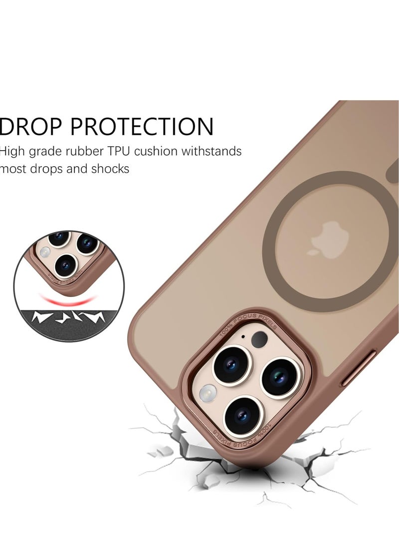 Denx - Magnetic Matte Case for iPhone 16 Pro Max, Compatible with MagSafe, Plating Luxury Cover, Matte Soft TPU Shockproof Protective Phone Case, Compatible with iPhone 16 Pro Max (Desert Titanium) - Image 1