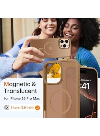 Magnetic Case for iPhone 16 Pro Max [Shockproof & Slim] Matte Hard Back Cover with high-Grade Protection | Titanium Gold - view 3