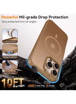 Magnetic Case for iPhone 16 Pro Max [Shockproof & Slim] Matte Hard Back Cover with high-Grade Protection | Titanium Gold - view 4