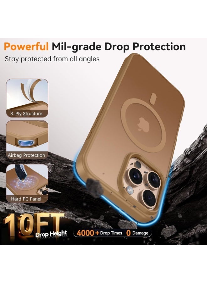 ACLIX Magnetic Case for iPhone 16 Pro Max [Shockproof & Slim] Matte Hard Back Cover with high-Grade Protection | Titanium Gold - Image 4