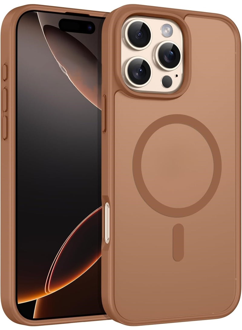 حافظة مغناطيسية مطفية (Matte) لهاتف iPhone 16 Pro Max [مقاومة للصدمات ونحيفة] - غطاء خلفي صلب ومطفي يوفر حماية فائقة الجودة | تيتانيوم صحراوي