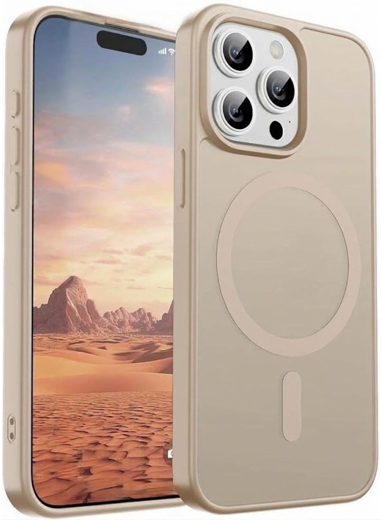 أكاليكس حافظة مغناطيسية مطفية (Matte) لهاتف iPhone 16 Pro Max [مقاومة للصدمات ونحيفة] - غطاء خلفي صلب ومطفي يوفر حماية فائقة الجودة | تيتانيوم صحراوي - Image 1