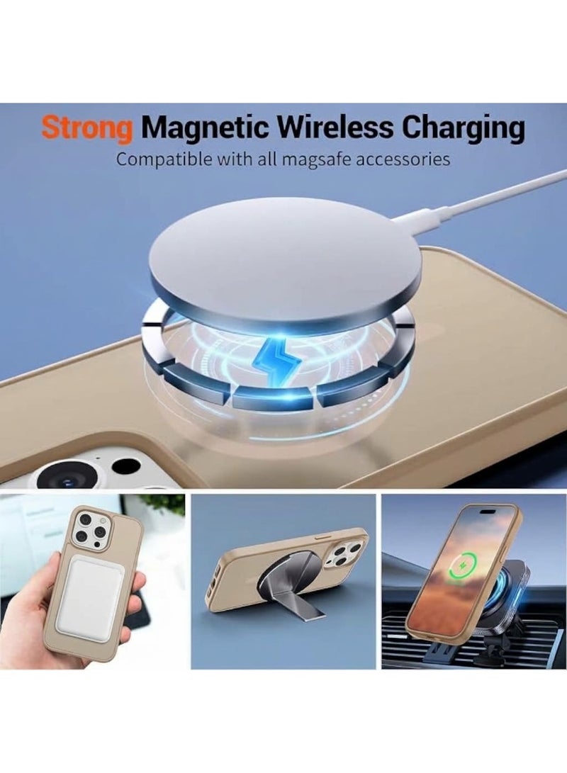 أكاليكس حافظة مغناطيسية مطفية (Matte) لهاتف iPhone 16 Pro Max [مقاومة للصدمات ونحيفة] - غطاء خلفي صلب ومطفي يوفر حماية فائقة الجودة | تيتانيوم صحراوي - Image 3