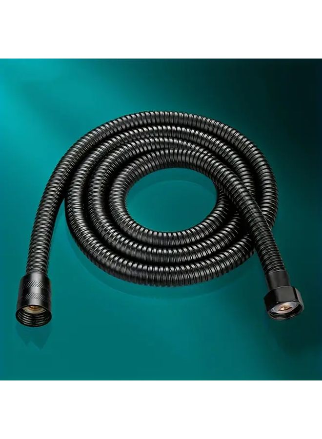Black Flexible Stainless Steel Shower Hose 59.06 Inch Protective Electroplated Easy Wall Mount - Image 1