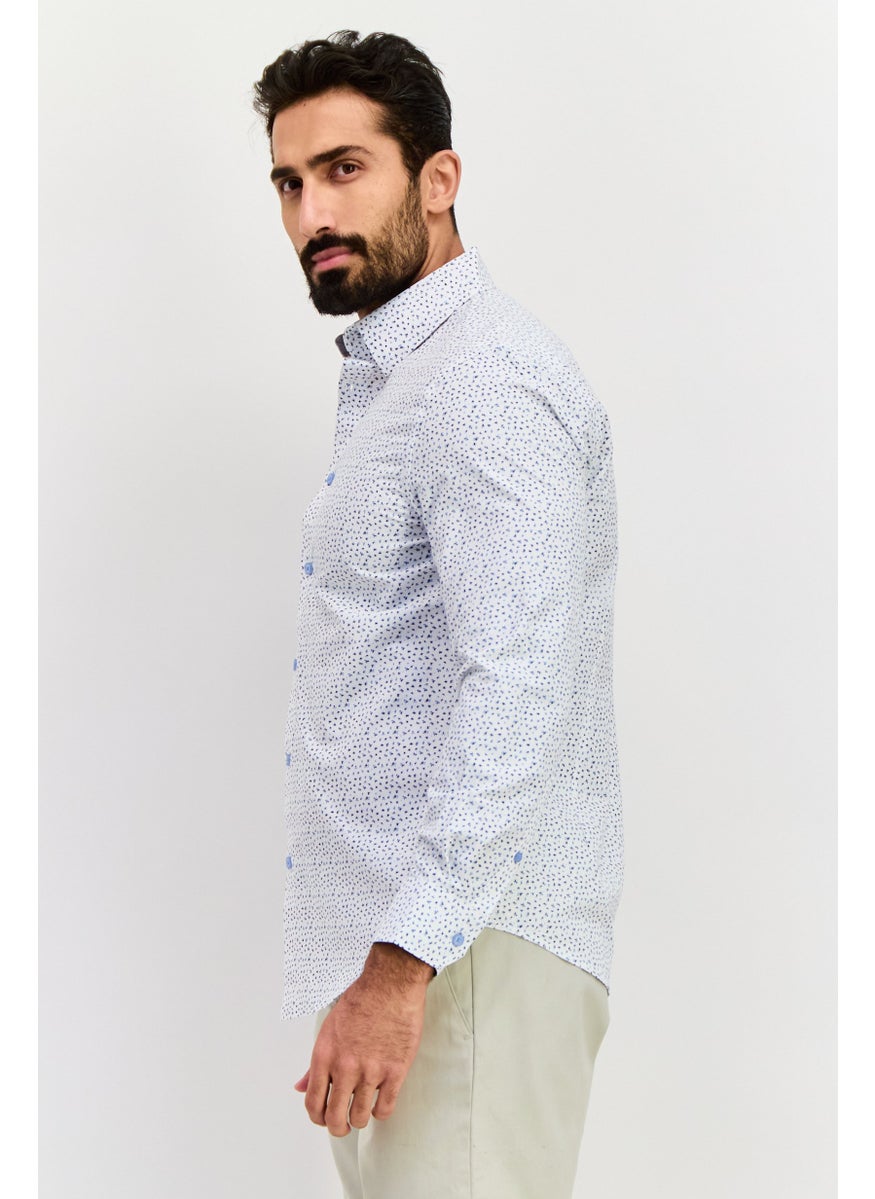 English Laundry Men Slim Fit Allover Print Long Sleeve Dress Shirt, White Combo  - Image 4