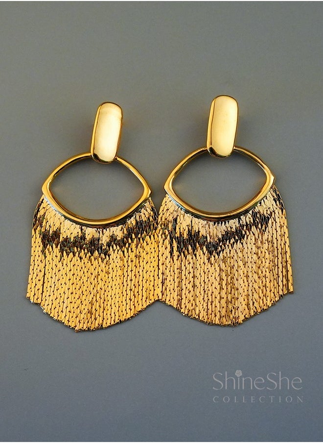 ShineShe - 【Golden Tassel】New Wheat Ear Design Retro Premium Gold Tassel Fashion Earrings - Image 1