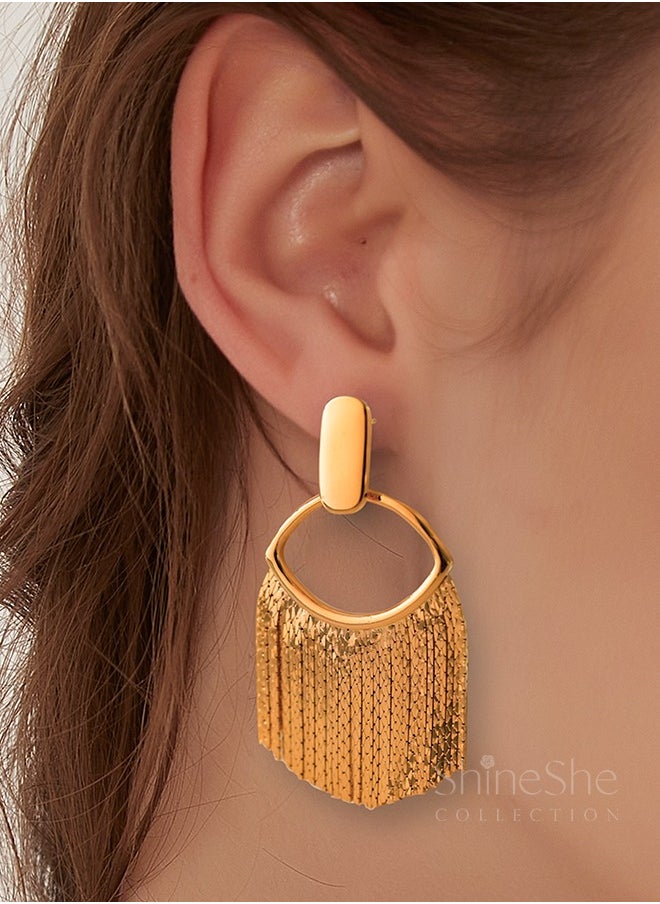 ShineShe - 【Golden Tassel】New Wheat Ear Design Retro Premium Gold Tassel Fashion Earrings - Image 1