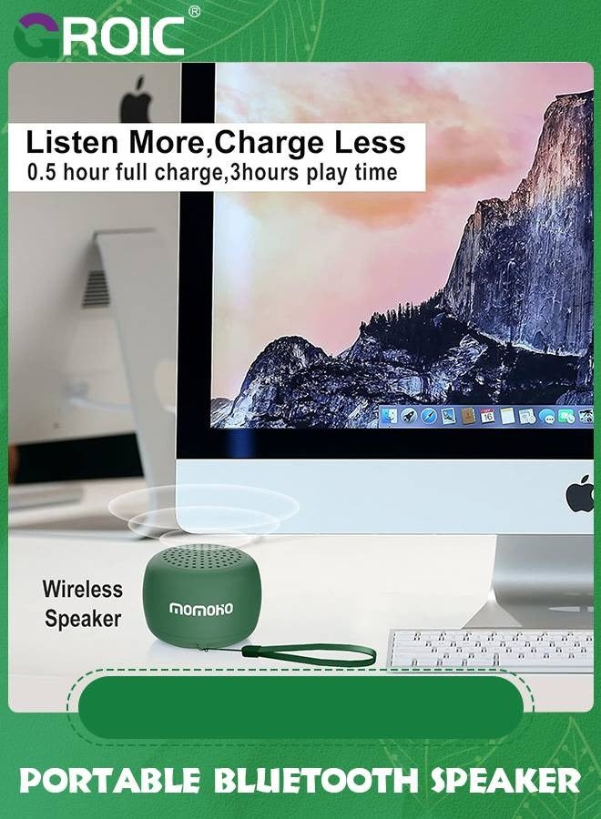 GROIC Green Mini Bluetooth Speaker Wireless with Remote Shutter, Multi-Functional TWS Pairing Bluetooth Speaker, Built-in Mic, Portable Bluetooth Speaker for Outdoor and Indoor - Image 4