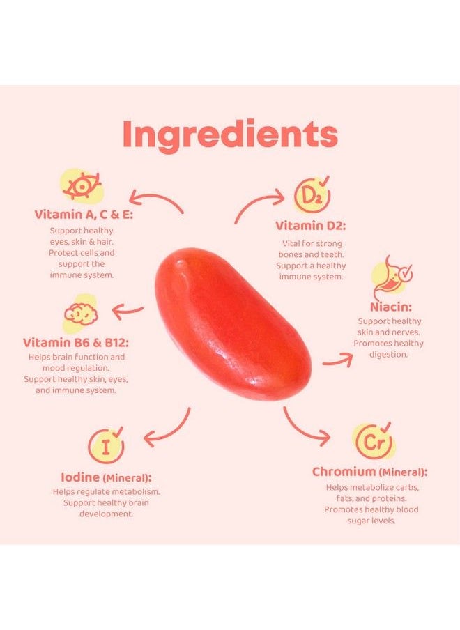 JoySpring - Jelly Bean Vitamins Kids Multivitamin Gummies With A C D E B6 & B12 Niacin Folate And Iodine Multivitamin For Kids Supports Overall Health Brain Function Immune Support For Kids 60 Count - Image 1
