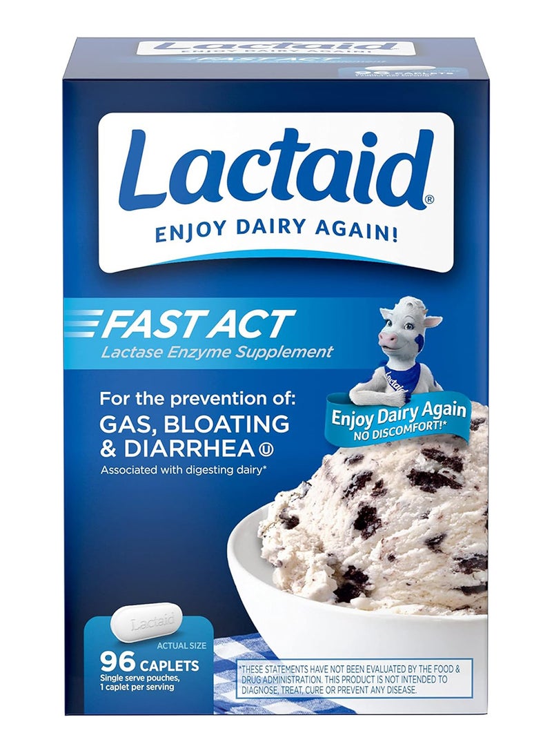 لاكتيد فاست أكت لعلاج عدم تحمل اللاكتوز، الغازات، الانتفاخ، الإسهال، 96 كبسولة - Image 1