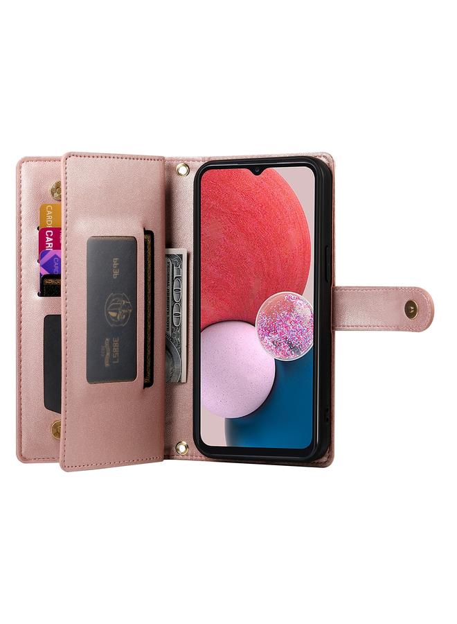 اس-توب جراب لهاتف Samsung Galaxy A04s / A04 / M13 مزود بحقيبة محفظة جلدية مزودة بتسع فتحات للبطاقات وسحاب - Image 3