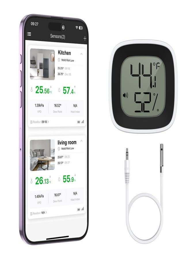 KeeKit Refrigerator Thermometer Alarm, Smart Bluetooth Temperature Monitor Sensor with Remote APP Alert, Indoor Thermometer Humidity Gauge Meter for Refrigerator, Freezer, Fish Tank - Image 1