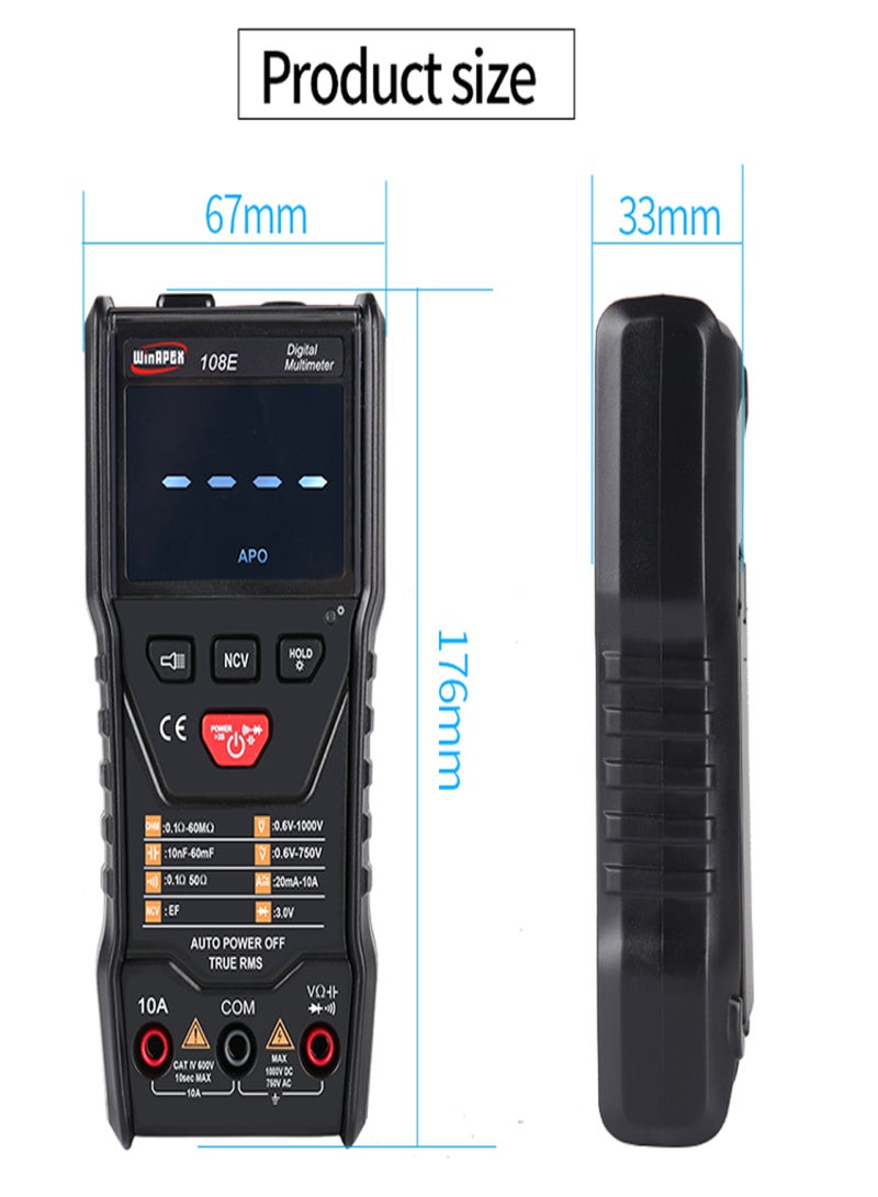 WinAPEX 108E 6000 Counts Automatic Scanning True RMS Digital Multimeter Automatic Identification Test AC/DC Voltage Current Resistance Continuous Measurement with LCD Reverse Screen - Image 4
