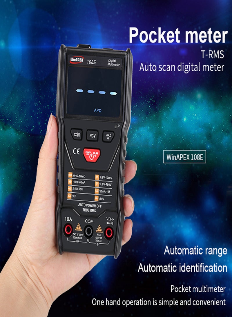 WinAPEX 108E 6000 Counts Automatic Scanning True RMS Digital Multimeter Automatic Identification Test AC/DC Voltage Current Resistance Continuous Measurement with LCD Reverse Screen - Image 2