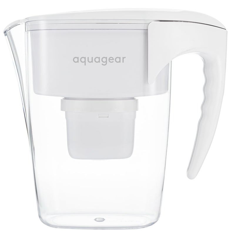 AQUA GEAR Aquagear Water Filter Pitcher Lead Chlorine PFOAPFOS Microplastics Filter 10 Cup 120 Gallon Filter Life Filter Media Made in USA