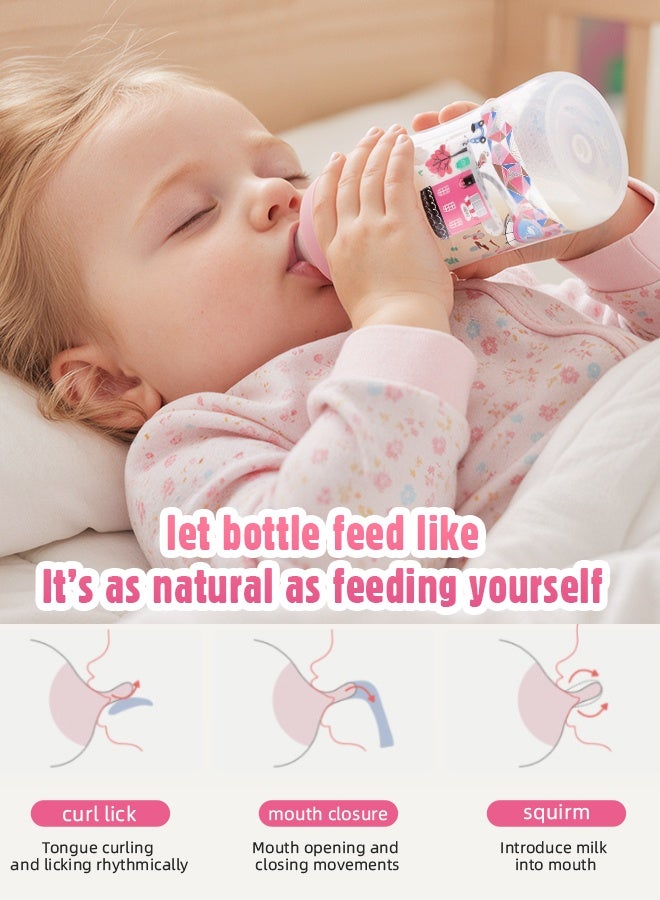 Soft Touch 4 Pcs Baby Feeding Bottle Set, Newborn Gift Set with 3 Feeding Bottles(150/330 ml) and Pacifier, BPA Free, Baby Bottle Starter Kit for 0+ months Baby (Pink) - Image 5