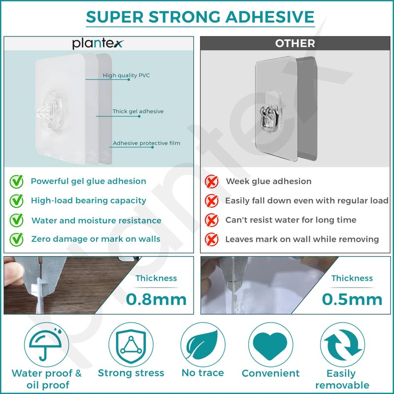 Plantex GI Steel Adhesive Shelf for Bathroom Wall/Self Adhesive Shelf for Kitchen with Side Hooks to Hang Loofah for Bathing/Bathroom Organiser - Black, Powder Coated - Image 4