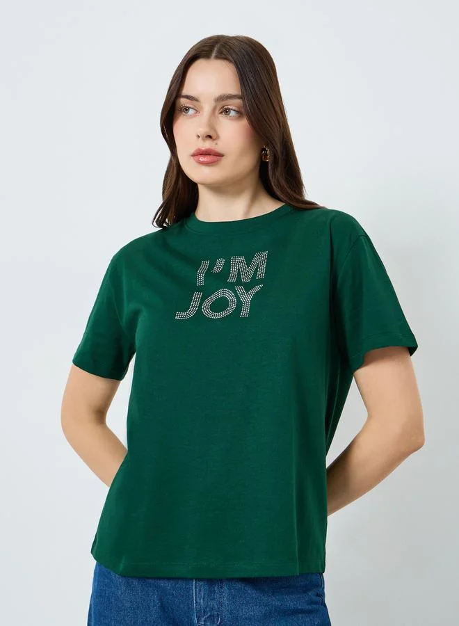 Women Grey Slogan Print T-Shirt