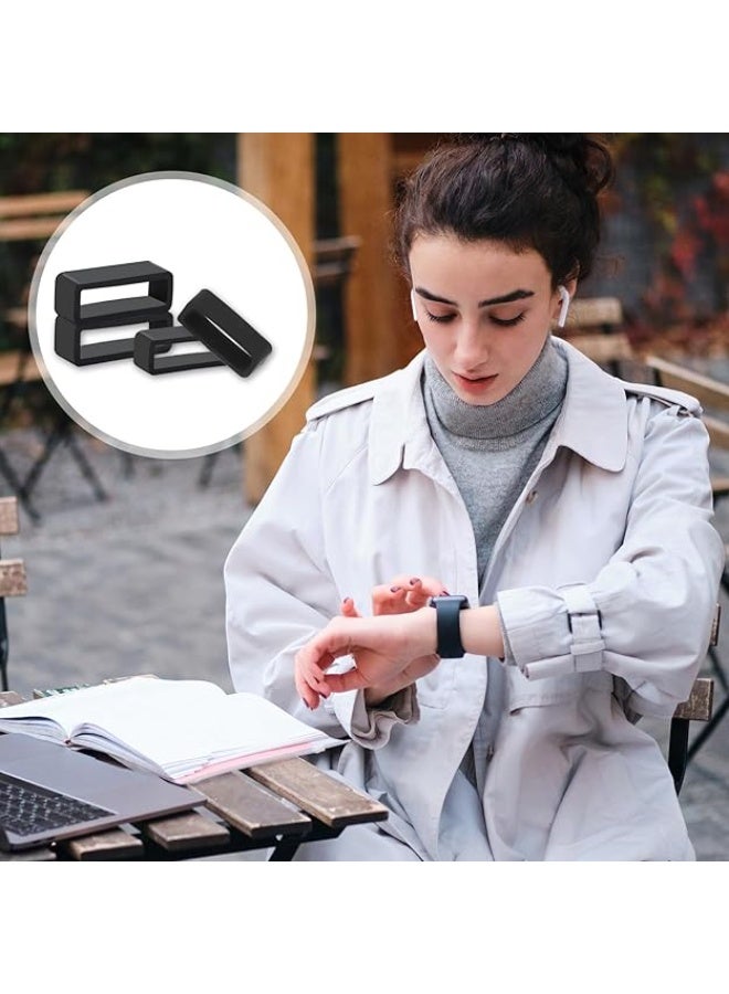 SUNSAR 6 Pcs Watch Band Keepers, 18mm/20mm/22mm Silicone Watch Strap Holder Loops Watch Strap Retainer Black Rubber Watch Strap Keeper Replacement Watch Band Fastener Rings for Smart Sport Watches Parts - Image 5