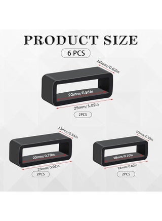 6 Pcs Watch Band Keepers, 18mm/20mm/22mm Silicone Watch Strap Holder Loops Watch Strap Retainer Black Rubber Watch Strap Keeper Replacement Watch Band Fastener Rings for Smart Sport Watches Parts - view 2