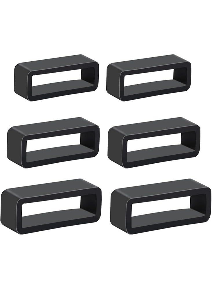 SUNSAR 6 Pcs Watch Band Keepers, 18mm/20mm/22mm Silicone Watch Strap Holder Loops Watch Strap Retainer Black Rubber Watch Strap Keeper Replacement Watch Band Fastener Rings for Smart Sport Watches Parts - Image 1
