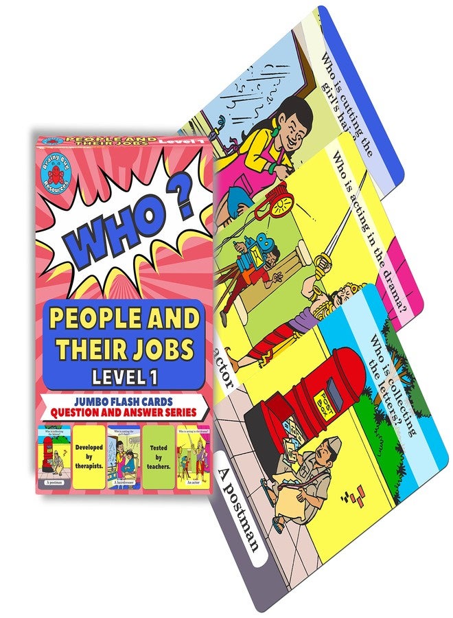 Brainy Bug Resources Language Learning Flashcards | 60 Action Words (Audio-Enabled via App) | 30 Answer ‘Who?’ Questions - Learn Important Jobs | Spoken English | Special Needs - Image 2