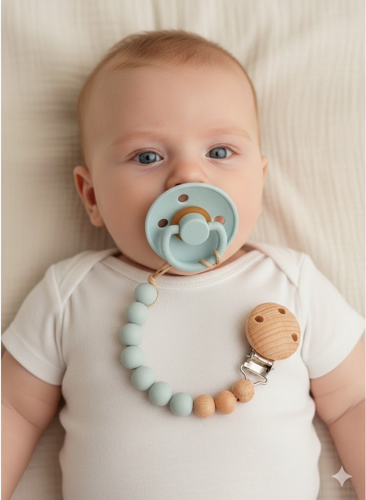 شراء جوي لهاية من اللاتكس الطبيعي مع سلسلة لهاية، للأطفال من عمر 0 ​​إلى 6 أشهر (أخضر) (رمادي أزرق) - Image 5