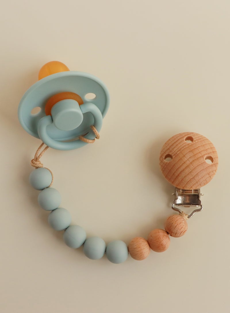 شراء جوي لهاية من اللاتكس الطبيعي مع سلسلة لهاية، للأطفال من عمر 0 ​​إلى 6 أشهر (أخضر) (رمادي أزرق) - Image 1