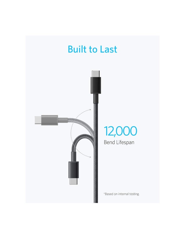 Anker Charging Cable USB-C to USB-C 2.0 Nylon Cable 6ft, 1.8 M 60W Black - A8753H11 - Image 5
