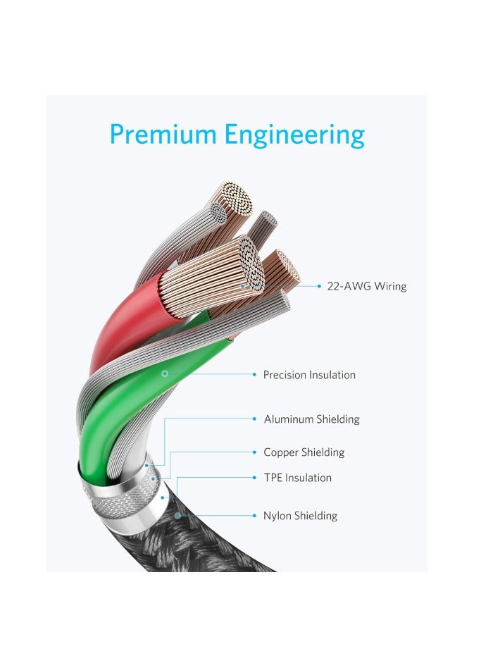 Anker Charging Cable USB-C to USB-C 2.0 Nylon Cable 6ft, 1.8 M 60W Black - A8753H11 - Image 3