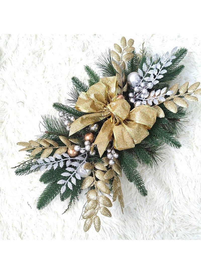 تابيت زينة سلالم عيد الميلاد اللاسلكية المضيئة مسبقًا على شكل دمعة من الصنوبر الثلجي للباب الأمامي والجدار والنافذة والمنزل (ذهبي) - Image 4