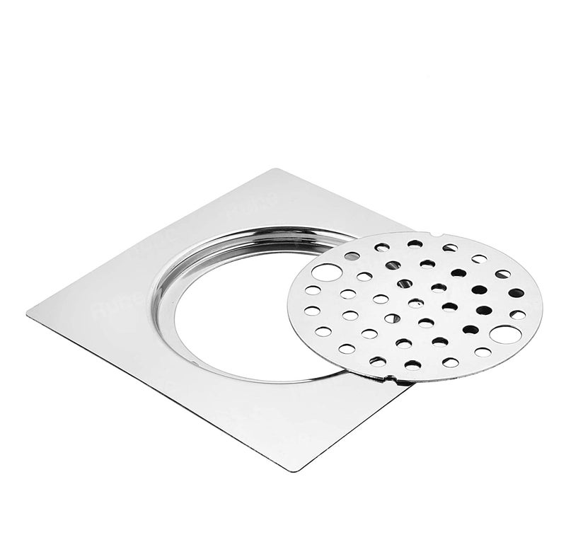 Luxuria Round with Square Plain Jali Lock Floor Drain Pure Stainless Steel 6x6 inches - Image 2