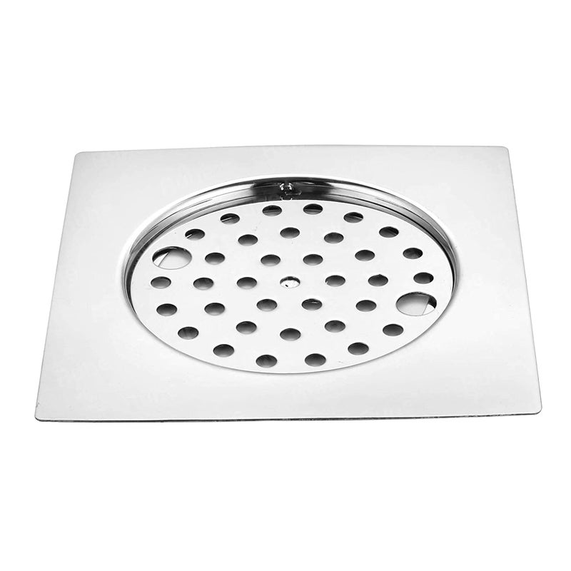 Luxuria Round with Square Plain Jali Lock Floor Drain Pure Stainless Steel 6x6 inches - Image 1
