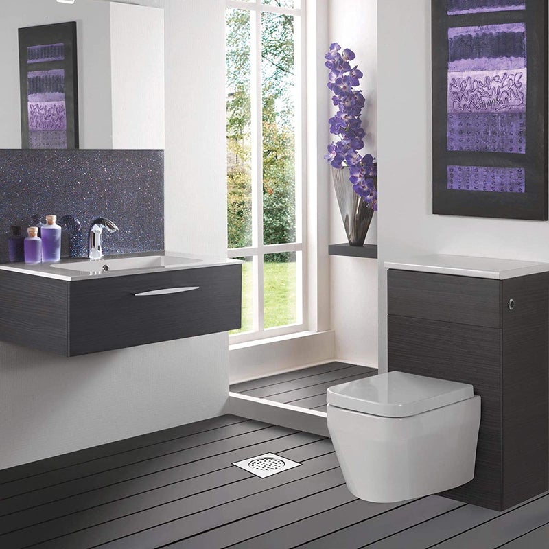 Luxuria Round with Square Plain Jali Lock Floor Drain Pure Stainless Steel 6x6 inches - Image 4