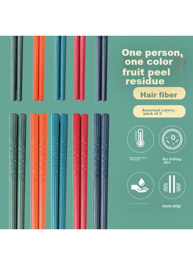 MAX COOK Maxcook Chopsticks, Alloy Chopsticks, Household Non-slip Chopsticks, Public Chopsticks, Tableware Set, 5 Pairs Mixed Colors, Mck4506  - Image 1