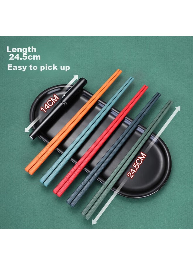 MAX COOK Maxcook Chopsticks, Alloy Chopsticks, Household Non-slip Chopsticks, Public Chopsticks, Tableware Set, 5 Pairs Mixed Colors, Mck4506  - Image 5