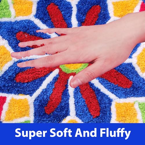 StromX Hot Modern Rangoli Floor Mat & Doormat for Living Home (24 x 24 Inch), Blue - Image 4