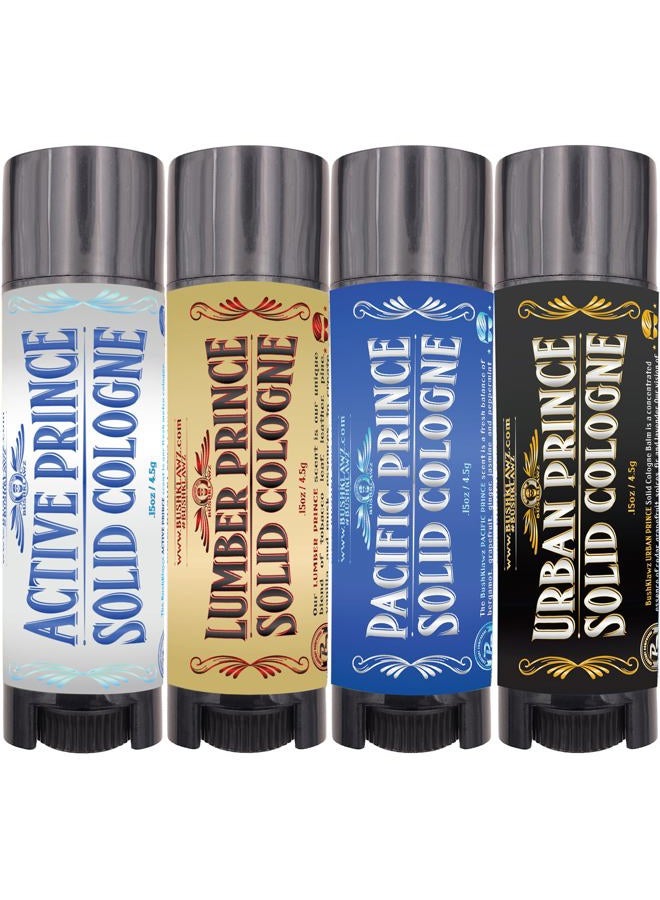 BushKlawz Solid Colognes Travel Variety Gift Set Sampler. Includes 1 chapstick size stick of each of our 4 famous scents. Best Gift Present for men men's - Image 1