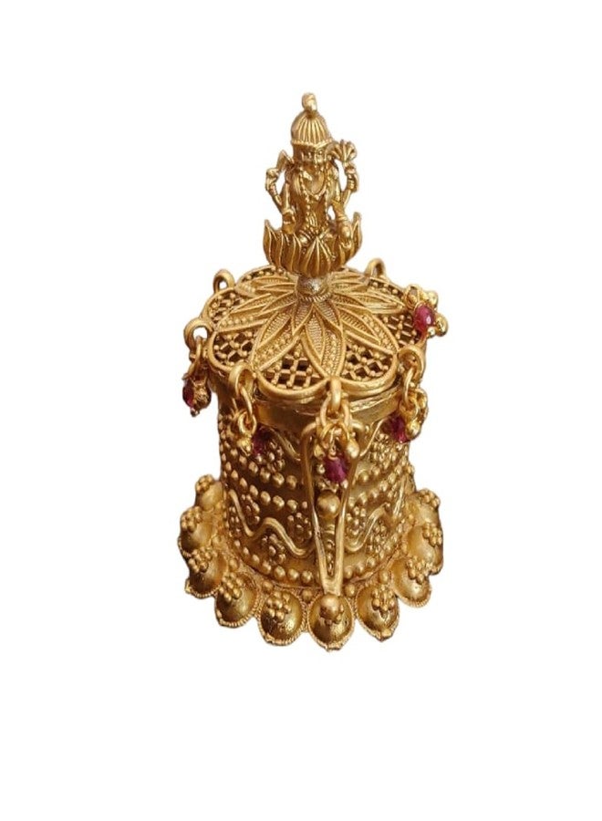 Stotram صندوق سيندور نحاسي عتيق من Stotram صندوق كيمبو سيندور مطلي بالذهب/هدية زفاف/إكسسوار بوجا/صندوق كومكوم (ShreeLaxmi Latkan Kempu) - Image 2