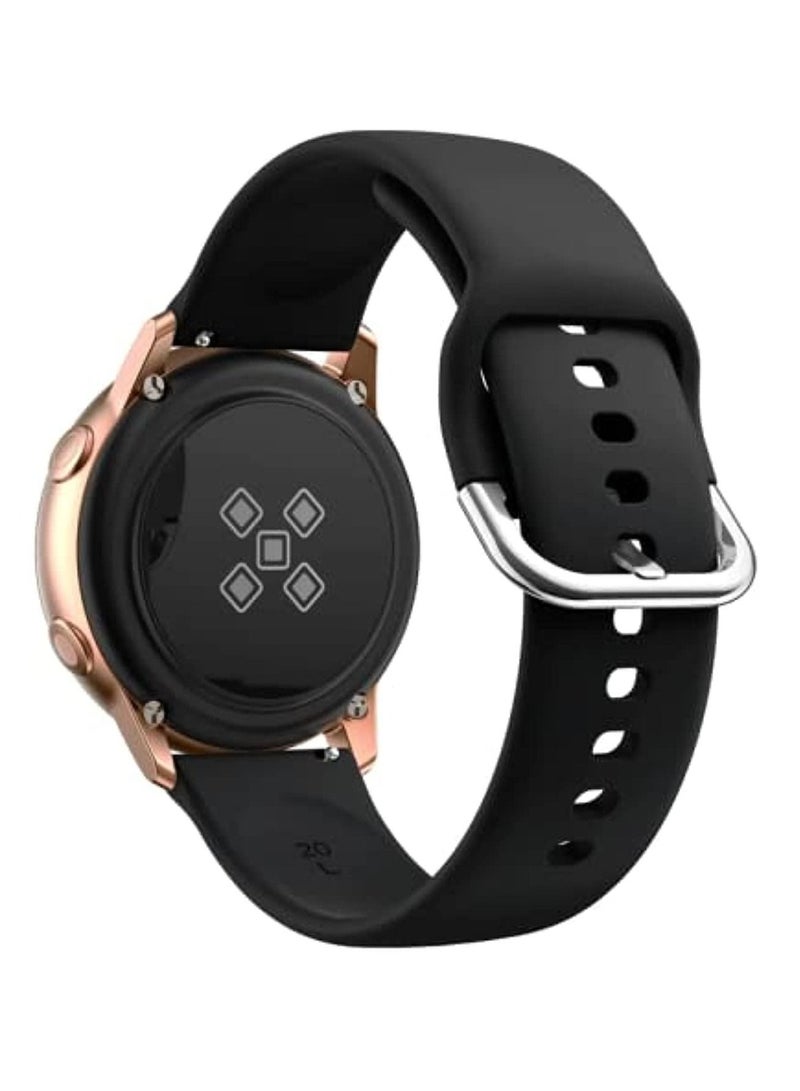 Strap Band Silicone 20MM For Samsung Galaxy Watch 4 40mm 44mm/Watch 4 classic 42mm 46mm /Gear Sport/active2 40mm 44mm/Amazfit GTR 42mm/ GTS 2/Huawei GT2 42mm/Honor Magic watch 2 42mm (Black) - Image 1