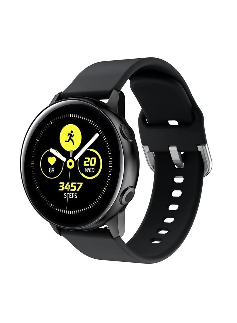 Strap Band Silicone 20MM For Samsung Galaxy Watch 4 40mm 44mm/Watch 4 classic 42mm 46mm /Gear Sport/active2 40mm 44mm/Amazfit GTR 42mm/ GTS 2/Huawei GT2 42mm/Honor Magic watch 2 42mm (Black) - Image 2