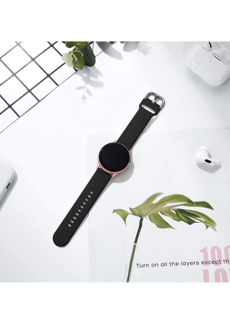Strap Band Silicone 20MM For Samsung Galaxy Watch 4 40mm 44mm/Watch 4 classic 42mm 46mm /Gear Sport/active2 40mm 44mm/Amazfit GTR 42mm/ GTS 2/Huawei GT2 42mm/Honor Magic watch 2 42mm (Black) - Image 5