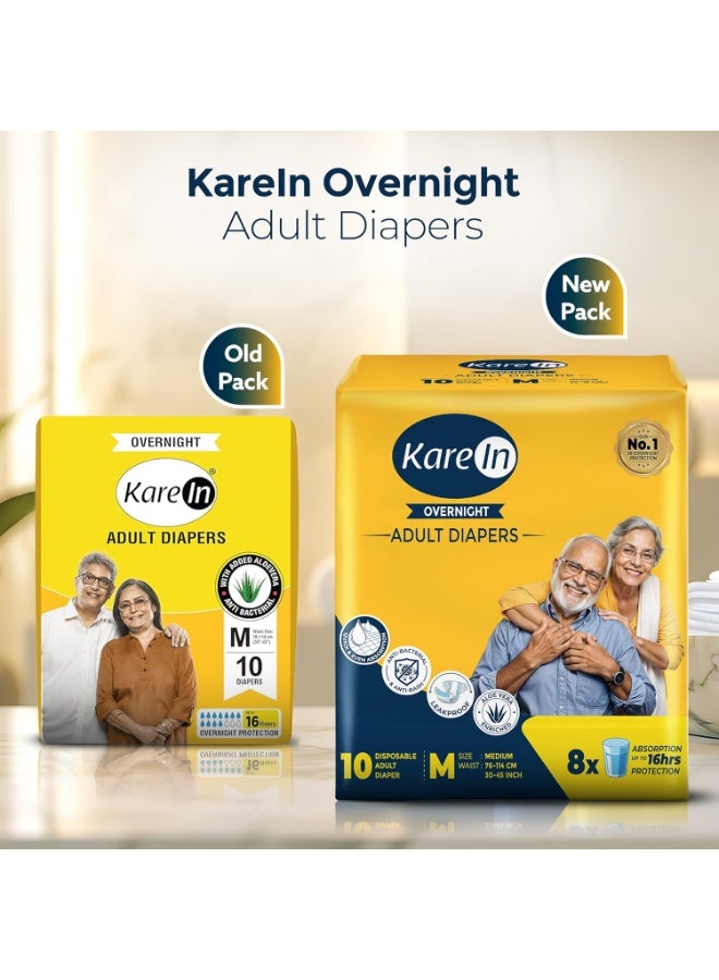 Karein Overnight Adult Diaper Tape M Size, Medium, Waist , 60 Unit, Long Protection Hour, Unisex, Quick & Even Absorption, Aloe Vera, Leakproof, Odour Control, Wetness Indicator - Image 3