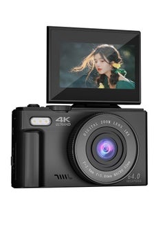 Generic 4K Digital Camera for Photography, WiFi 64MP Autofocus Vlogging Camera for YouTube with 3" 180°Flip Screen, 18X Digital Zoom Compact Vlog Travel Camera with 32GB SD Card, Batteries, Black  - Image 2