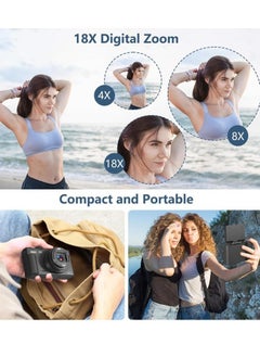Generic 4K Digital Camera for Photography, WiFi 64MP Autofocus Vlogging Camera for YouTube with 3" 180°Flip Screen, 18X Digital Zoom Compact Vlog Travel Camera with 32GB SD Card, Batteries, Black  - Image 5
