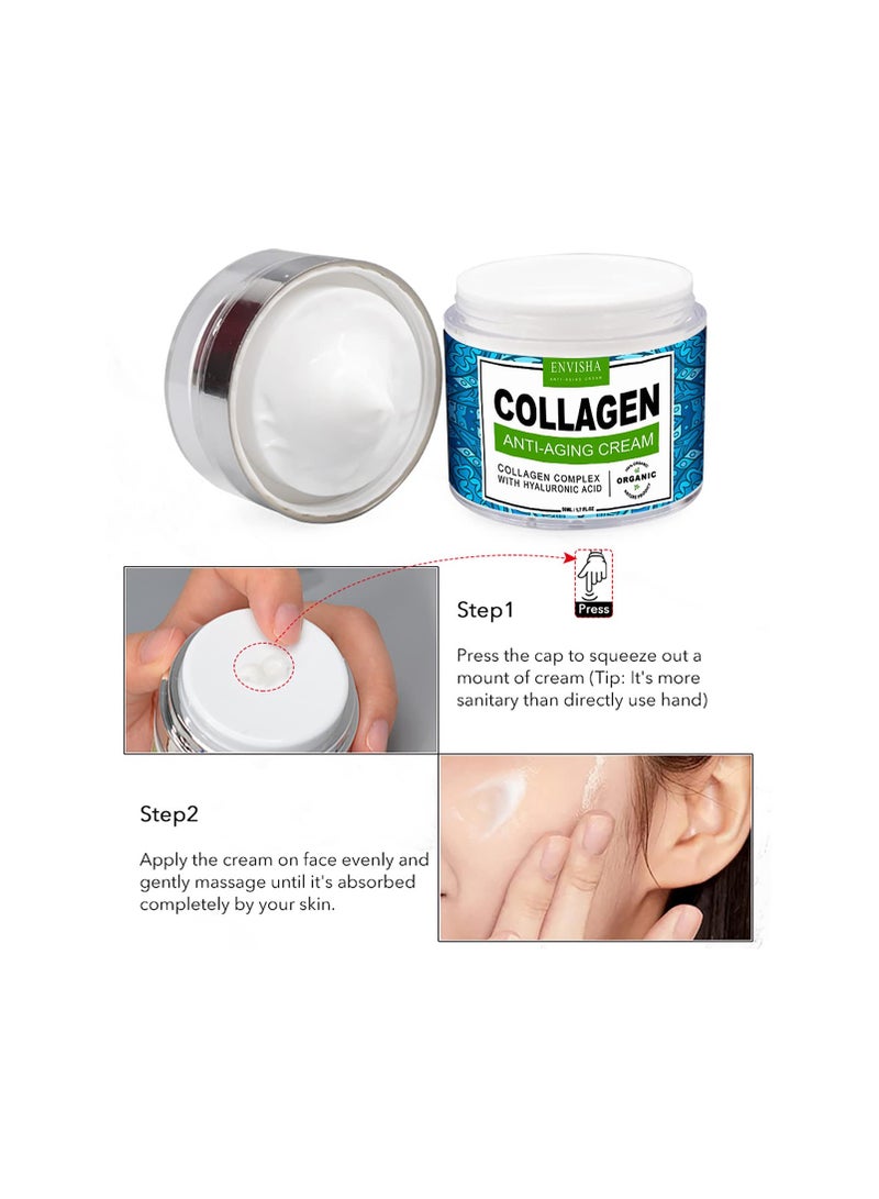 ENVISHA إنفيشا كريم وجه كولاجين حمض الهيالورونيك العناية بالبشرة المضادة للتجاعيد ترطيب مكافحة الشيخوخة ليلة تقليص المسام تبييض السلس - Image 3