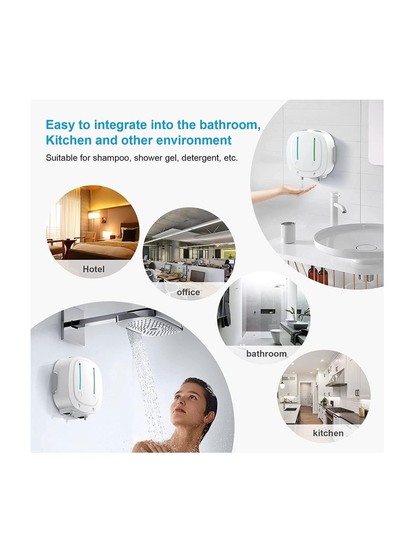 Furtey - Soap Dispenser Wall Mounted Automatic Shampoo and Shower Dispenser Double Pump 550ml Touchless Hand Soap Dispenser with Infrared Sensor 2 Adjustable Level for Home - Image 1