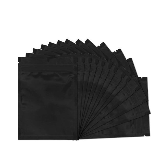 100 PACK SMELL PROOF BAGS 3 X 4 INCH RESEALABLE MYLAR BAGS FOIL POUCH FLAT BAG WITH CLEAR WINDOW BLACK