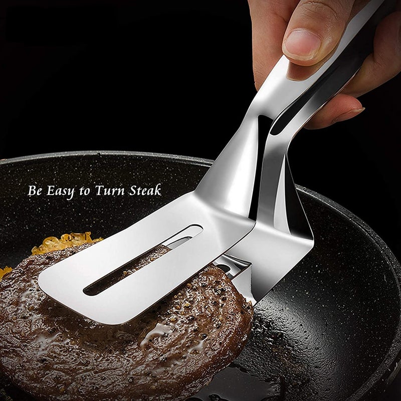 UNIQUE CART® Kitchen Tongs Steak Clamps 304 Stainless Steel Double Sided Spatula Clip for Flipping Burgers, Eggs, Steakand, Pancakes, Pizza, Bread, Fish(1Pack) - Image 5