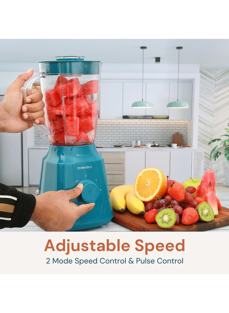 DOMEA 3-in-1 Countertop Blender, 350W, 1.5L Unbreakable PC Jar+ Mincer Chopper & Grinding Mill, Stainless Steel Blades, 2-Speed & Pulse Control, Perfect for Smoothies, Spices & Baby Food Preparation  - Image 4